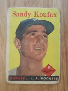 Sandy Koufax 1958 Topps #187 Trading Card MLB Baseball Los Angeles Dodgers - Picture 1 of 10
