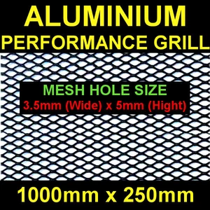 1 x Black Aluminium Racing Grille Net Vent Car Tuning 3,5x5mm Mesh L100 x H25cm - Picture 1 of 3