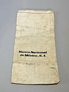Vintage Banco Nacional de Mexico, S.A. Small Coin Canvas Bag 7.5"x4" RARE - Picture 1 of 4