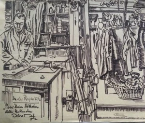 Werner Knoth Hauptmann v Köpenick Original Zeichnung signiert Unikat Einzelstück - Picture 1 of 2