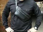 Handmade Leather men's bag Boston XL 2 Black Crossbody Shoulder Belt WB