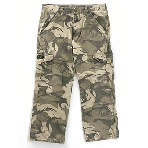 Wrangler Boys Cargo Pants Green Camouflage Adjustable Waist 100% Cotton 16 Husky - Picture 1 of 9