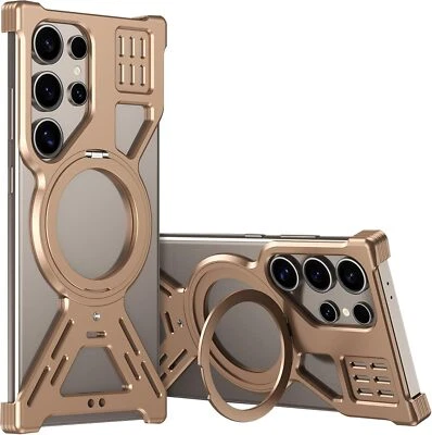 无框防震可支撑金属防撞 Mag-Safe 保护壳 适用于 Galaxy S25 Ultra/S24 U — 第 1/4 张图片