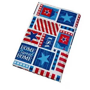 Patriotic America July 4th USA Home Sweet Home Vinyl Tablecloth 60" Round - Picture 1 of 1