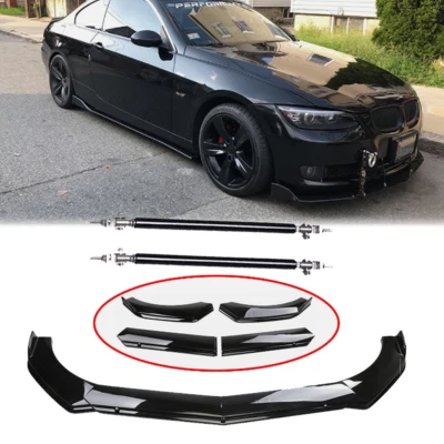 For BMW 320i 328i 330i Front Bumper Lip Splitter Spoiler +Strut Rods Bar Rods - Изображение 1 из 4