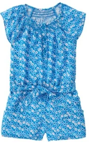 Gymboree Girls sz 8 "Mermaid Cove" Blue Floral Smocked Romper Onepiece NWT - Picture 1 of 2