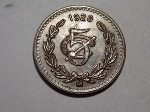 1920-Mo Mexico 5 Centavos - KM#422 - Choice AU - Glossy Brown Coin! - Picture 1 of 2