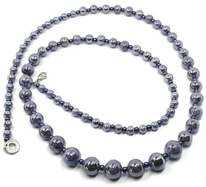 Collier Ancien Murrina Venise, COA25A58, Sphères Violettes, Longueur 90 CM - Picture 1 of 5
