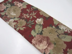 Rouge Pfingstrosen auf Preiselbeere Leinen Baumwolle Polsterung Draperie Stoff 3 7/8 Yds - Bild 1 von 6
