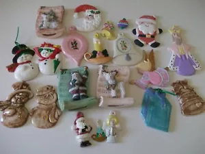 25 Vtg.XMAS HAND PAINTED CERAMIC ORNAMENTS~ASSORTED SIZES~PASTELS-LOOK! - Picture 1 of 11
