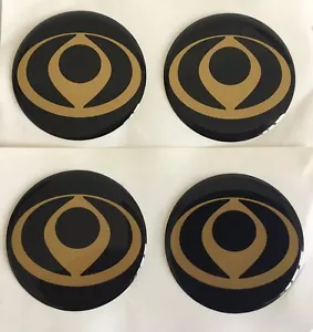 MAZDA MX5 MK1 ETERNAL FLAME ALLOY WHEEL CENTRE CAP STICKERS DOMED X4 50mm BL GD - Picture 1 of 3
