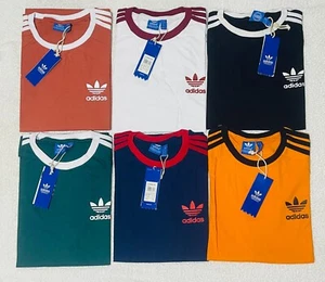 MEN'S ADIDAS ORIGINALS SHORT SLEEVE CREW NECK THREE STRIPE T-SHIRT L, XL NEW - Picture 1 of 53