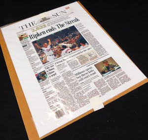 Baltimore Sun CAL RIPKEN JR "Ripken Ends the Streak" Poster 9-21-1998 11" x 14" - Picture 1 of 5