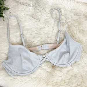 Tori Praver Lola Silver Bikini Top Size Medium - Picture 1 of 5
