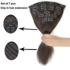 Real Human Hair Clip in Hair Extensions Natural Black Straight Full Head 28in