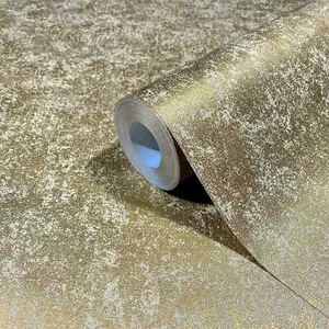 Papel pintado dorado uni salón dormitorio HECHO EN ALEMANIA 10,05x0,53 - Imagen 1 de 4