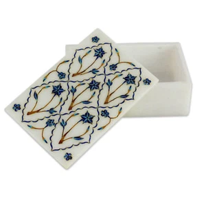 Marble Jewelry Box Pietra dura Art Handmade Carnelian Stone Home Decor - Picture 1 of 1