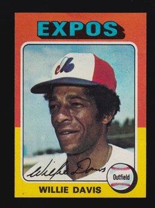 1975 TOPPS BASEBALL SET 010 WILLIE DAVIS MONTREAL EXPOS NM STAINED REV 2 7
