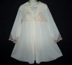 VESTIDO DE COLECCIÓN DE CALIDAD CREMOSO MARFIL CREPE CRU ENCAJE MANGA CAMPANA FORMFIT ROGERS S - Imagen 1 de 1