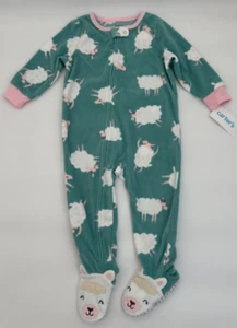 NWT 18M New Girls Carters Fleece Footed Pajama Sheep on Feet Sleeper Retail $20 - Picture 1 of 7