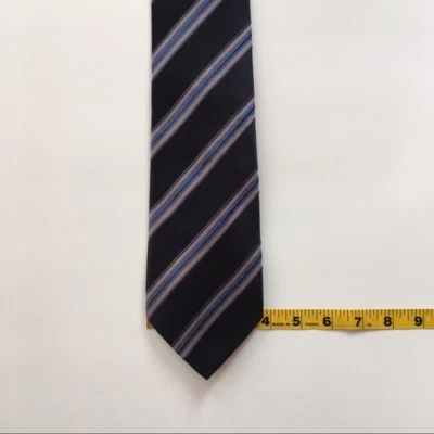 Corbata Ermenegildo Zegna Azul Marino Marrón Rayas Italia 92% Seda 8% Algodón pa0087 Foto 1 de 4