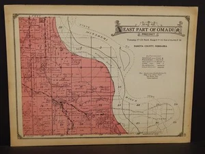 Nebraska Dakota County Map East Part of Omadi Township 1925 W5#28 - Picture 1 of 1