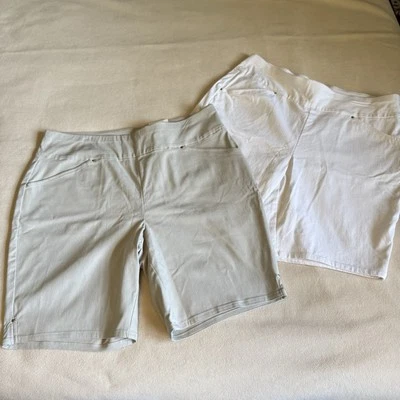 I.n.c. Pantalones cortos para mujer International Concepts tiro medio, blanco/beige talla 14 Foto 1 de 4