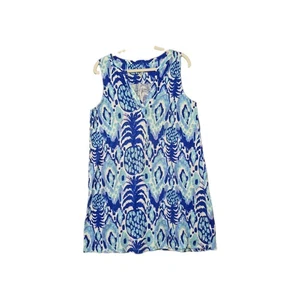 Lilly Pulitzer Damen ärmelloses Serene Blue Tropical Me Print Dev Kleid L - Bild 1 von 11