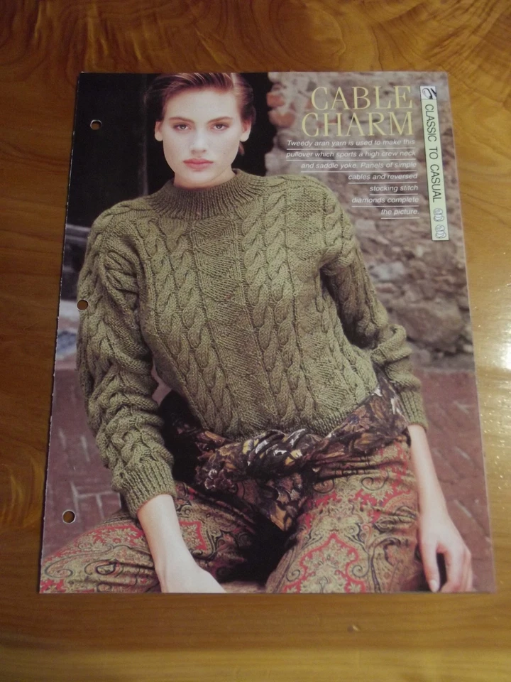 KNITTING PATTERN CABLE CHARM CLASSIC TO CASUAL CREATIVE NEEDLES *GREAT* - Image 1 of 1