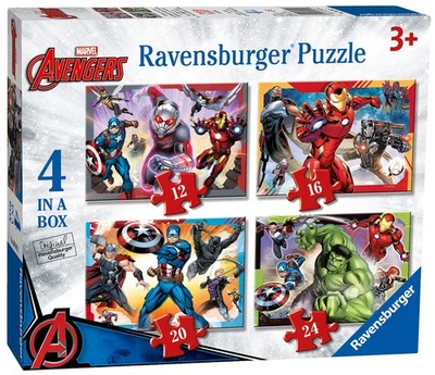 Ravensburger Marvel Avengers 4 in Box (12, 16, 20, 24 Pieces) Jigsaw Puzzles for - Image 1 of 4