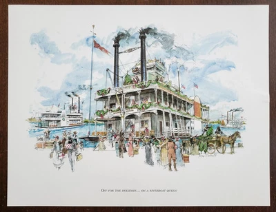 Sears Roebuck Acceptance Corporation Riverboat Queen Painting print, ~1986 - Image 1 of 3