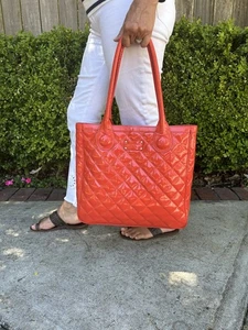 KATE SPADE orange Quilted Vinyl Summer Tote Bag Handbag - Picture 1 of 6