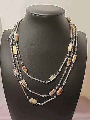 Collar Cookie Lee de 3 hilos enchapado en plata con concha Abolone genuina nuevo con etiquetas Foto 1 de 4