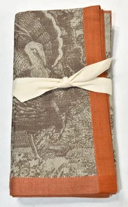 Williams Sonoma AS-IS FLAWS Turkey Jacquard Cloth Napkins Set of 4 Thanksgiving - Picture 1 of 20
