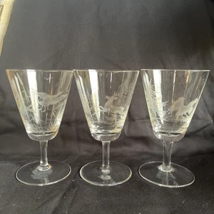 Vintage Rosenthal Raymond Etched Crystal Stem Goblets - Picture 1 of 9