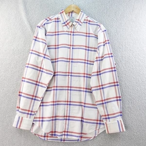 VTG USA Brooks Brothers Regent Polo Shirt Mens L Long Sleeve Plaid Checkered - Picture 1 of 6