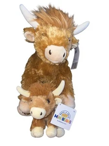 Build a Bear Shaggy Fuzzy HIGHLAND COW Stuffed Animal Plush BAB & Mini W/ Tags - Picture 1 of 14