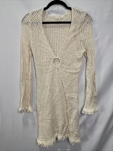 Ramy Brook Off-White Crochet Cassie Coverup Dress Size M with Damaged Fabric - Picture 1 of 10