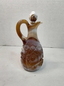 Carra de vidrio de escoria de caramelo imperial vintage con tapón de 7" de alto - Imagen 1 de 13