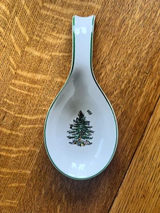 Vintage Spode Löffelablage mit klassischem Weihnachtsbaummuster - Bild 1 von 5