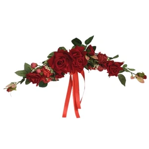  1Pc Simulated Flannelette Rose Door Hanging Decor Wedding Door Lintel Flower - Picture 1 of 12