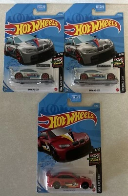 Hot Wheels HW RACE DAY 4/10 BMW M3 GT2 57/250, Lot Of 4 Zamac Silver/Red/White - Image 1 of 4