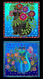 Panel de almohada de tela Feline Drive FANTASTICATS Laurel Burch - Vendido por el panel - Imagen 1 de 7