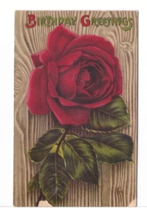 Postal de gelatina vintage en relieve de colección A Happy Birthday - rosas cortadas - Imagen 1 de 1