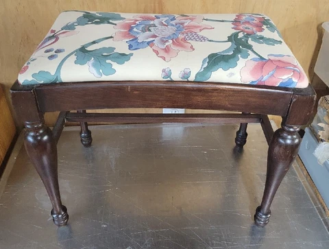 Bench Vanity Piano Antique Vintage Seat  Upholstered Chair Wood Stool Cover