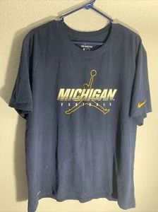 Michigan Wolverines Nike T-Shirt Men’s Size XXL Blue Jumpman Logo Football - Picture 1 of 7