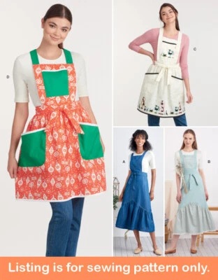 SEWING PATTERN Sew Full Apron Women - Extra Long Pockets 50s 60s Easy Craft 9435 - Image 1 of 3