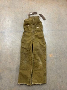 Carhartt Youth Bib Overalls Unlined Knee Zip Kids Green Work Canvas SZ Small - Picture 1 of 5