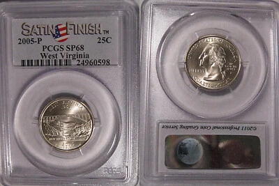 2005 P West Virginia State Quarter 25c PCGS SP68 Satin Finish - Image 1 of 2