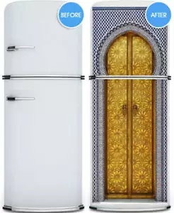 Envoltura de nevera Aladdin, pegatina brillante para puerta de refrigerador. Peel n Stick. pieza única - Imagen 1 de 11